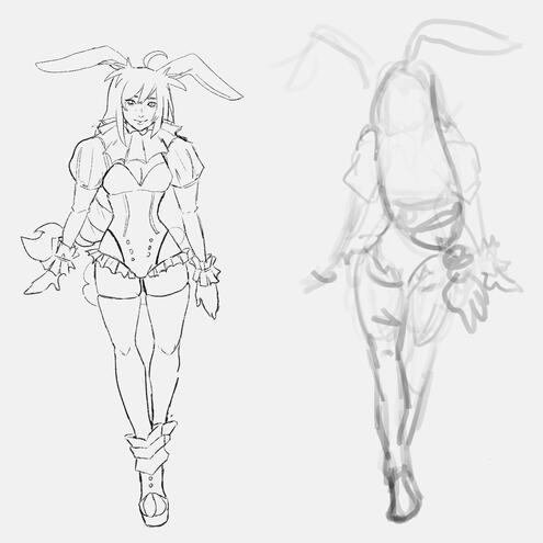new years bunny girl concept sketch
